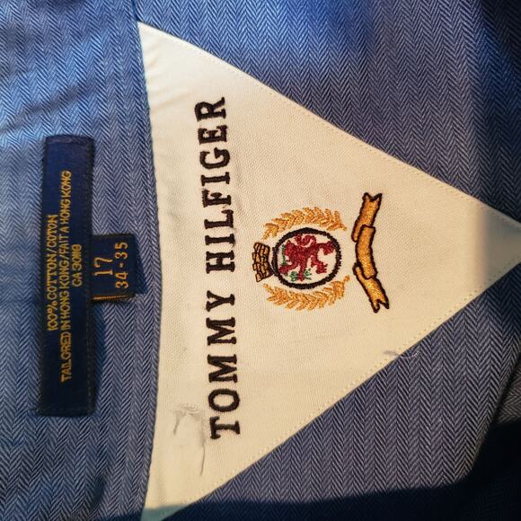 Tommy Hilfiger Button Up Dress Shirt Long Sleeve Blue- 17 34-35 - Picture 5 of 6